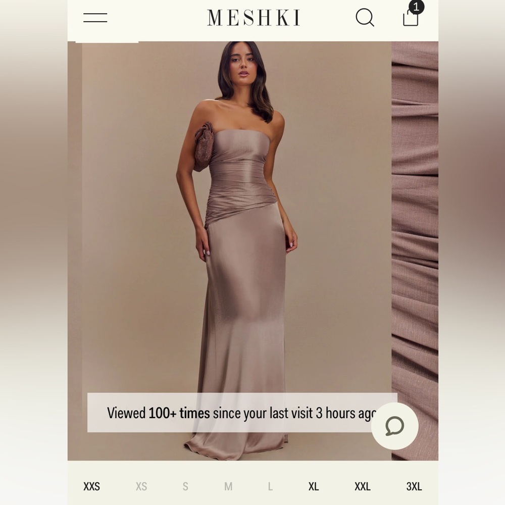 Meshki Serena Taupe Strapless Maxi Dress Size M